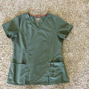 Olive green Dickies scrub top